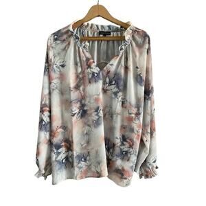 Bua/Bua Womens Boho Watercolor Floral Ruffle Blouse‎ Sz XXL